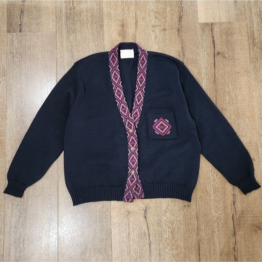 Vtg Pendleton Wool Geometric Western Cardigan L Ranch Southwest Heritage 90s USA